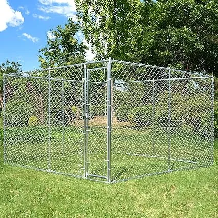 HITTITE Extra Large Outdoor Dog Kennel, 10x10 Anti-Rust Dog Kennel Outside Without Roof, Galvanized Chain Link Dog Runs for Outside with Secure Lock(10'L x 10'W x 6'H)