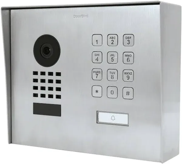 DoorBird IP Video Door Station D1101KH Modern, Surface-Mount, Stainless Steel V2A, Brushed, Surface-mounting