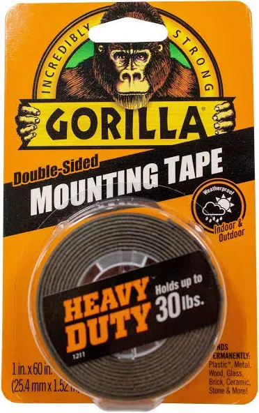 Gorilla Heavy Duty, Extra Long Double Sided Mounting Tape, 1&#034; X 120&#034;, Black, (Pa