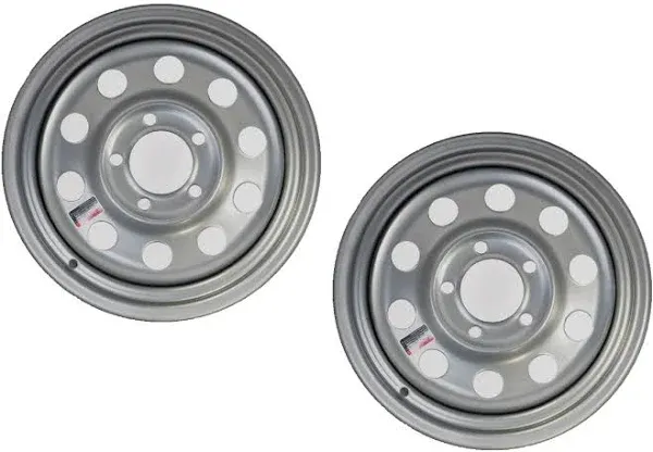 eCustomhitch 2-Pack Trailer Wheel Rim 15x5 5 Lug On 5 Inch Center 15 Inch Silver Modular Rim