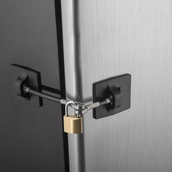 Refrigerator Door Lock With Padlock Black