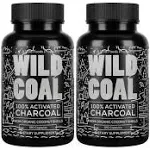 Wild Foods Activated Charcoal Capsules | 100% Organic Coconut Shells Active Tablets for Bloating Relief | Lab Tested & Non-GMO Detox Pills | USA (Two Bottles - 120 Capsules)