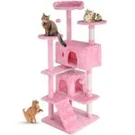 FDW Cat Tree 54in Cat Tower Multi-Level Durable Cat Scratching Post & Cozy Fun Cat Jumping Platform Space Saving Cat Condo Pet Play House for Indoor