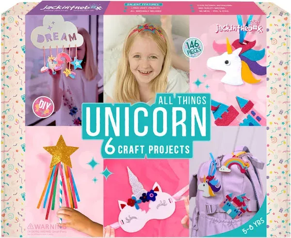 jackinthebox Unicorn Crafts for Kids Ages 4-8, 6-in-1 Unicorn Gifts for Girls, U