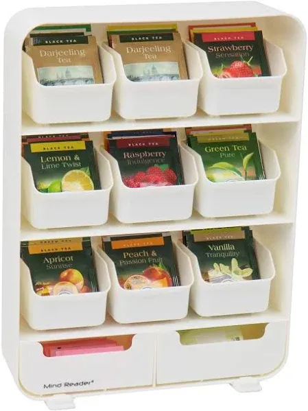 Mind Reader Tea Organizer - 135 x Tea Bag - 9 Drawer(s) - Black - Plastic, Rubbe