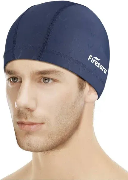 Firesara Fabric Swim Cap High Elasticity Swimming Cap Keeps Hair Clean Breathable Fit Both Long Hair Short Hair