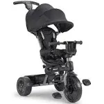 Joovy Tricycoo 4.1 Kids Tricycle with 4-Stages Featuring Extra-Wide Front Tire, Removable and Adjustable Parent Handle, Safety Harness, Machine-Washable Seat Pad, and Retractable Canopy (Black)