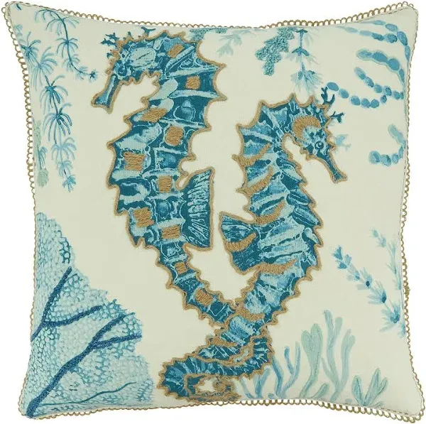 Saro Lifestyle Filled Sea Horse Throw Pillow