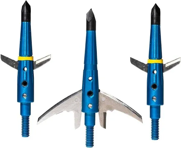 24Pc Blue Swhacker Hunting Broadheads 100Gr Expandable Sharp Blade Crossbow Tips