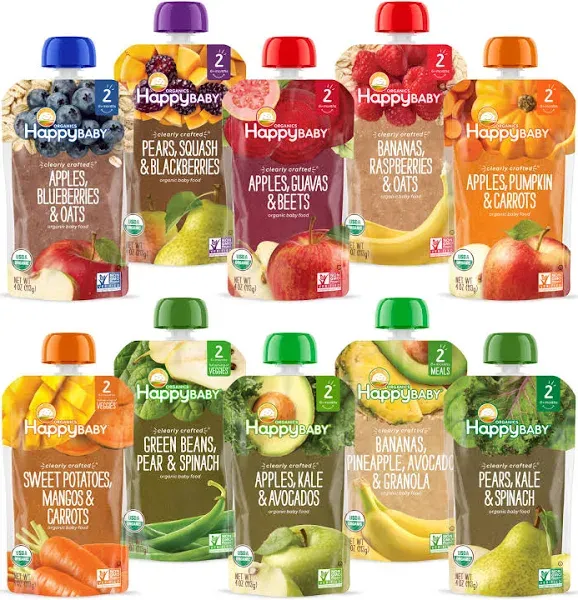 Happy Baby Organics Stage 2 Baby Food Pouches