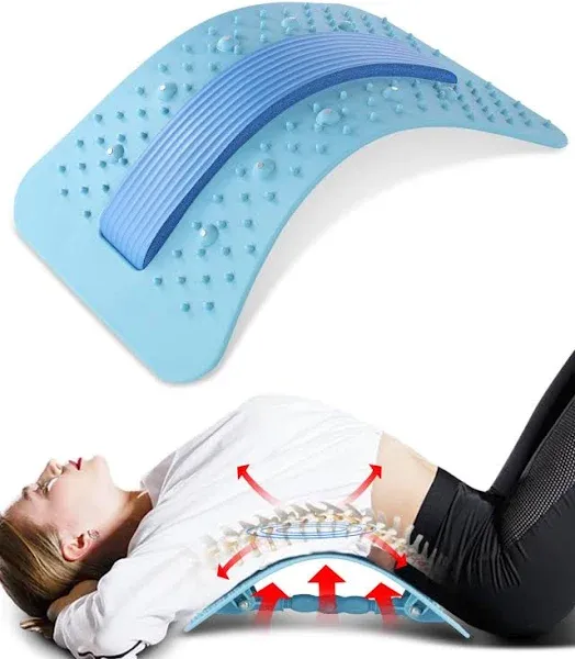 Yetulike Back Stretcher Lumbar Back Cracker with Magnet Back Massager for Lower Back Pain Relief Upgraded Multi-Level Back Support Stretcher Spinal