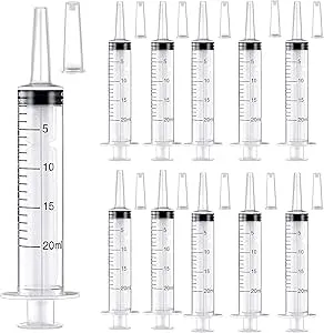 10 Pack 20ml Plastic Syringe, with Cap，Large Syringes Tools Catheter Tip Individually Sealed with Measurement for Scientific Labs, Measuring Liquids, Feeding Pets, Medical Student, Dispensing,No Needle.