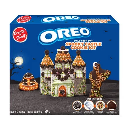 Create A Treat Halloween Cookie Kit, OREO Spooky Castle Kit, Chocolate, 22.9 oz, 1 Count, Regular Size, Shelf-Stable