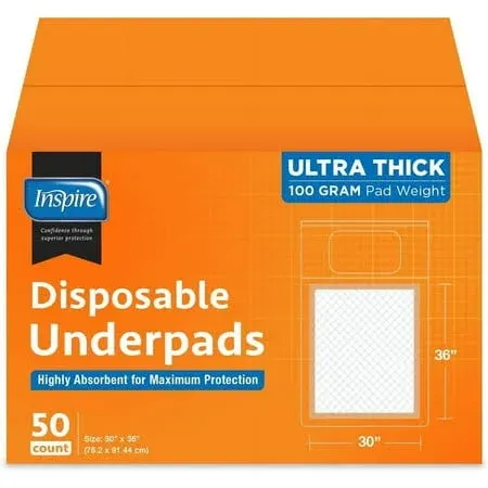 Inspire XL 30 x 36 Ultra 100 Grams Super Absorbent Bed Pads