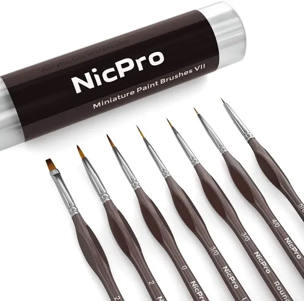 Nicpro Micro Detail Paint Brush Set, 7 Pcs Tiny Professional Detail Painting