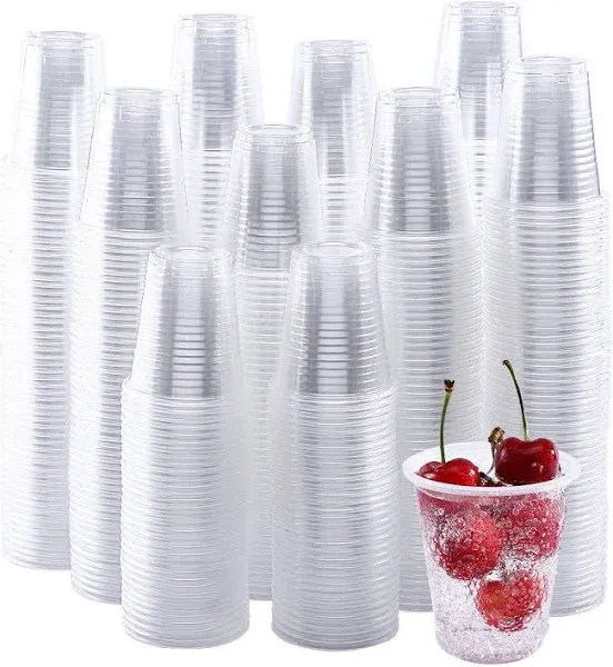 Turbo Bee 500 Pack 5 oz Clear Plastic Cups,Disposable Mouthwash Cups,5 Ounce Cups-Party Cups Ideal for Whiskey, Drinking Tasting, Food Samples