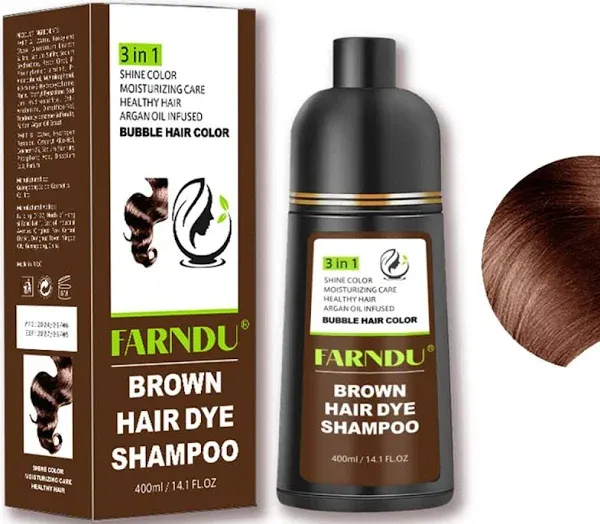 Farndu Brown Hair Dye Shampoo Gray Hair Coverage Natural Herbal Hair Color Shampoo 3 In 1 champu para canas