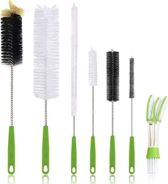 7 Pack Bottle Brush Cleaning Set with Long Handles for Cleaner Bottles, Cups, Pipes, Straws, air Conditioner Outlet and More