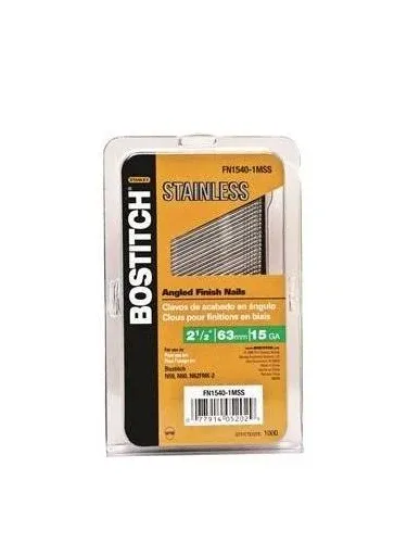 Bostitch - FN1540-1MSS - 2-1/2 in. L X 15 Ga. Angled Strip Stainless Steel Finish Nails 1,000 pk