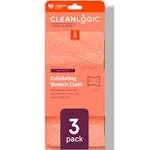 Cleanlogic Bath and Body Exfoliating Stretch Cloth for Sensitive Skin, Assorted Colors, 3 Count