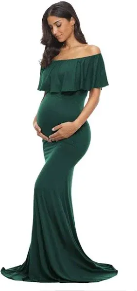 Glampunch Women's Off Shoulder Maternity Dress