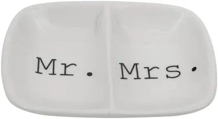 Creative Co-Op Ceramic 2 Section Mr. & Mrs. Dish