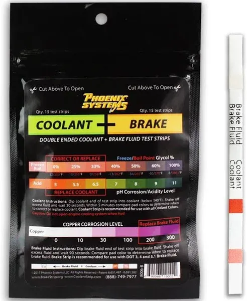 Phoenix Systems 8006-B Double-Ended Coolant + Brake Fluid Test Strips