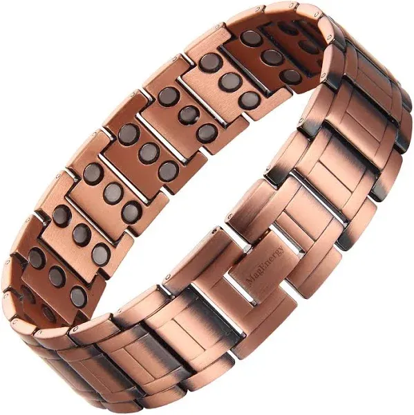 MagEnergy Copper Bracelet for Men 3X Magnetic Bracelets 99.99% Pure Copper Wristband Adjustable Jewelry Gift with Sizing Tool