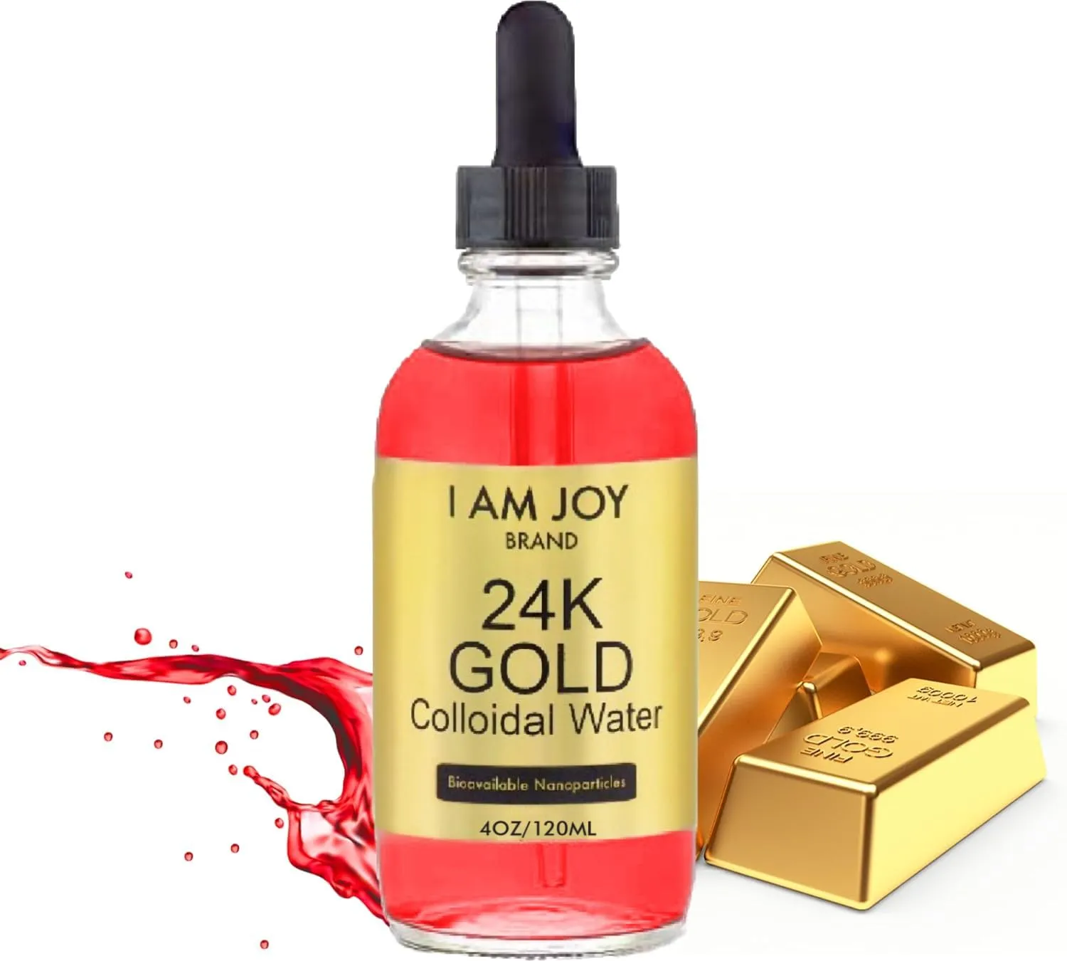 I Am Joy: Liquid Colloidal Gold 24K 99.99% Pure 100ppm Ruby Red Water Based All ...