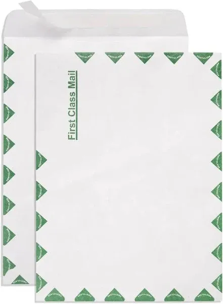 100 9x12 First Class Mail Tyvek Envelopes, Self Seal 9x12 Catalog Mailer, Ultra Strong 14lb Tear Resistant Material for Secure Mailing, Strong Peel and Seal Flap, 100 Envelopes