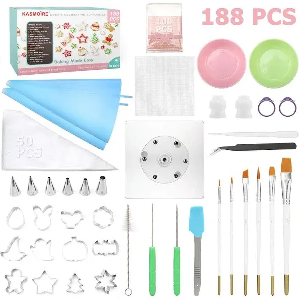 188pcs Cookie Decorating Supplies Kit(ALL-IN-ONE<wbr/>),with 12pcs holiday cookie c...