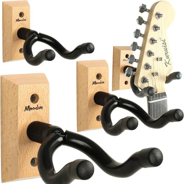 Guitar Wall Mount Hanger, 4-Pack Real Hardwood Guitar Hanger for Wall, Guitar...