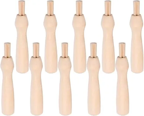 VICASKY 10pcs Poking Felting Needle Pen Wooden Punch Holder Cross Stitch Handles Wool Supplies