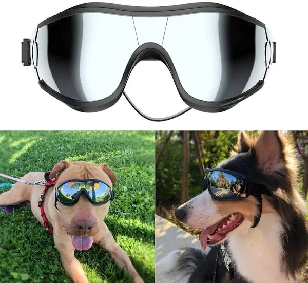 NVTED Dog Sunglasses Dog Goggles, UV Protection Wind Protection Dust Protection Fog Protection Pet Glasses Eye Wear Protection with Adjustable Strap for Medium or Large Dog (Pink)