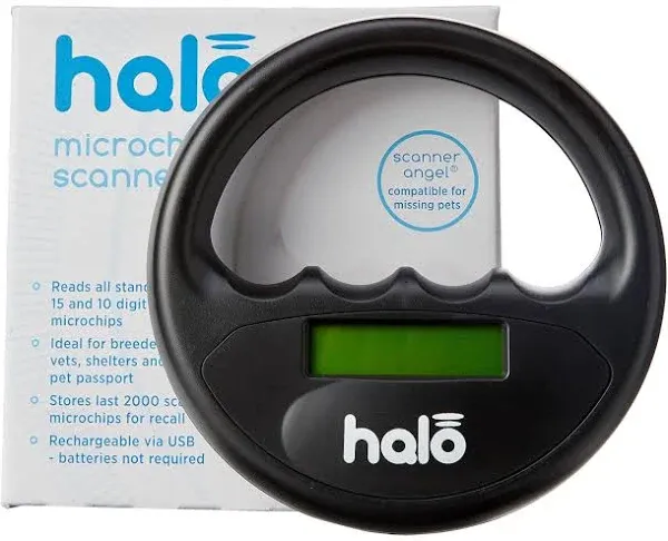 Halo Pet Microchip Reader Scanner, Black