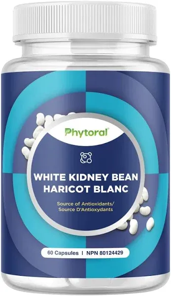 White Kidney Bean Extract Supplement - Extrait D'Haricot Nains Blancs - Potent White Kidney Bean Capsules with 4:1 Extract 1200mg Equivalent - 3rd-Party Tested Non-GMO & Vegetarian (1 Month Supply)