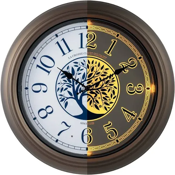 La Crosse Clock  18 In. Outdoor Bronze Lighted Dial Wall Bronze