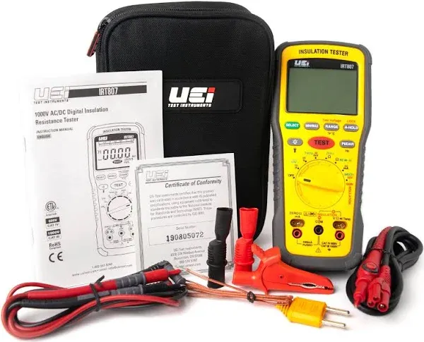 UEi IRT807 Advanced Insulation Resistance Tester 1000V AC/DC, Megohmmeter Measures Insulation Resistance Up to 2GΩ, Voltage Testing Up to 1000V