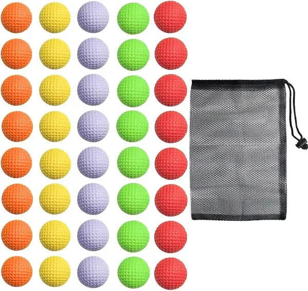 40 Pack Foam Golf Practice Balls - Realistic Feel and Limited Flight Training Balls for Indoor or Outdoor