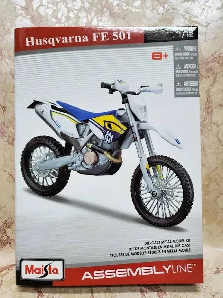 HUSQVARNA FE 501 WHITE/ BLUE/ YELLOW 1/12 DIECAST MOTORCYCLE MAISTO 16921-32706