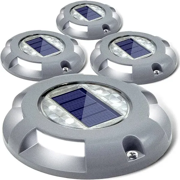 SIEDiNLAR Solar Deck Lights Driveway Dock LED Light Solar Powered Outdoor Waterproof Road Markers for Step Sidewalk Stair Garden Ground Pathway Yard 4