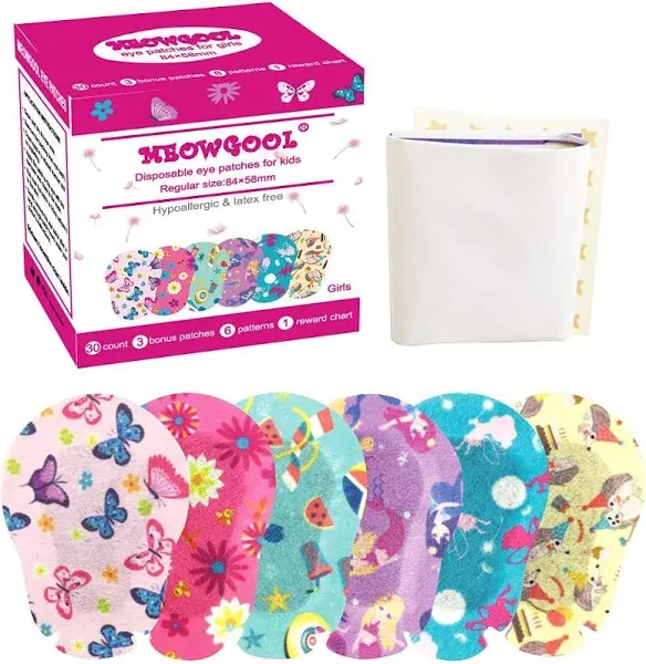 Soft, Hypoallergenic Eye Patches for Kids - 30 Patches + Bonus Stickers Included