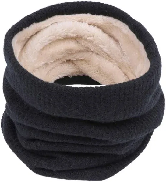 EVNX Scarf Winter Double-Layer Neck Warmer Knit Fleece Lined Circle Loop Windproof Thick Scarves Gifts for Women Men