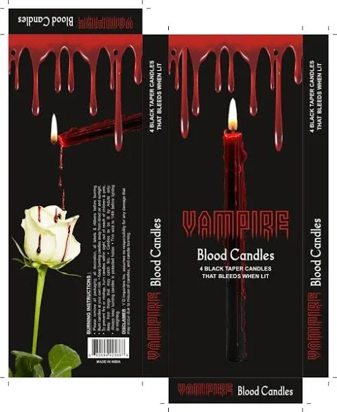 Vrinda® 10 inch Taper Candle That Bleeds, Vampire Blood Candle, Ritual Spell Unscented Taper Candles - Set of 4