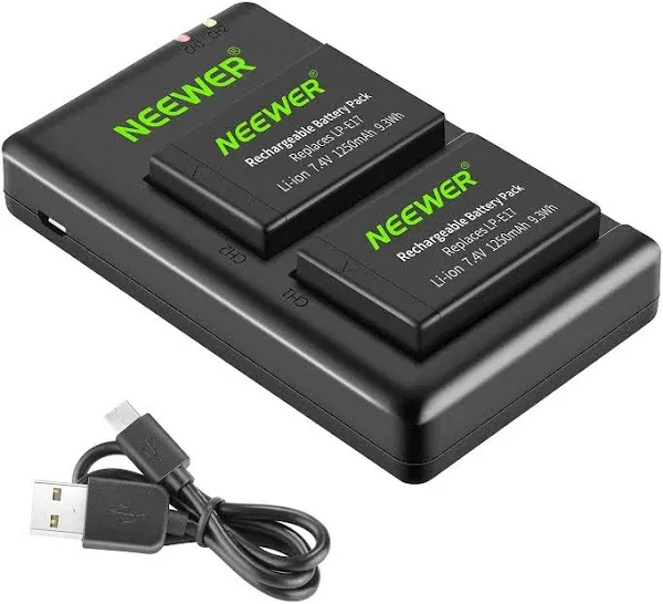 Neewer LP-E17 Battery 2-Pack with Dual USB Charger