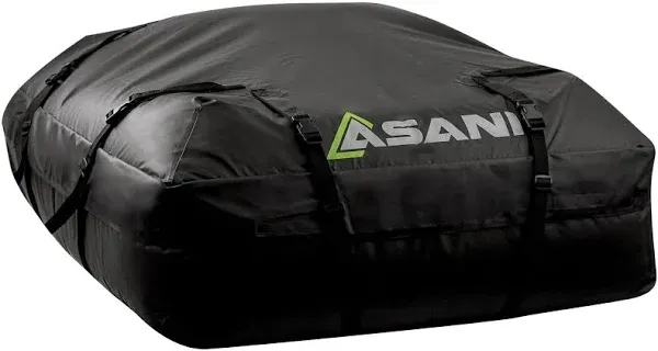 Asani Waterproof Car Roof Top Cargo Carrier Bag with 8 Heavy-Duty Straps and Buckles | Weatherproof Luggage Roofbag for Rooftop Racks | Car Topper Bag for Sedan, SUV, Vans & More (15 Cubic Feet)