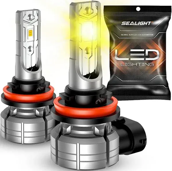 SEALIGHT H11 LED Fog Lights Bulbs Yellow or DRL, 10000lm 24W Strong Penetration H16 H9 H8 H11 Fog Light Bulbs LED, 3000K Amber Yellow Fog Lights LED