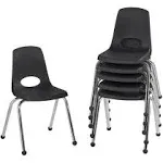 Factory Direct Partners Stack Chair, 16 inch, Black 16 inch, Black, Ball Glides