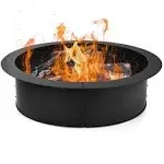 36&#034; Round Steel Fire Pit Ring Liner DIY Wood Ground Outdoor Fire Burning Insert