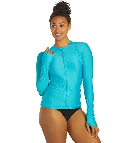 Sporti Women's Long Sleeve Zip Front Upf 50+ Rashguard